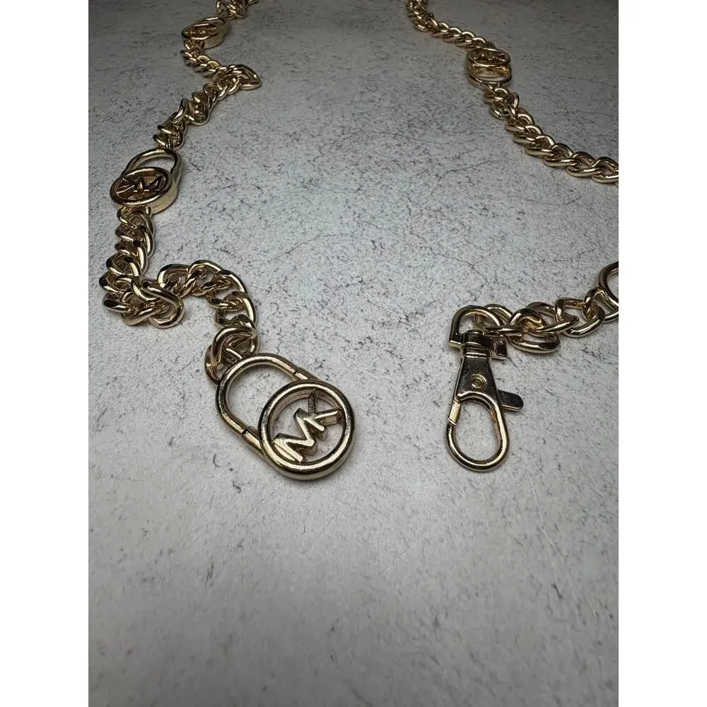 MK Michael Kors Gold Tone Chain Belt logo lock heavy